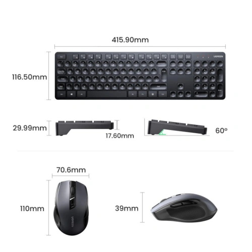 Buy Wireless 2-in-1 set UGREEN MK006 mouse + keyboard 2.4GHz plug&play black - UGR1694 - {ean13} - Home Screen Store Europe
