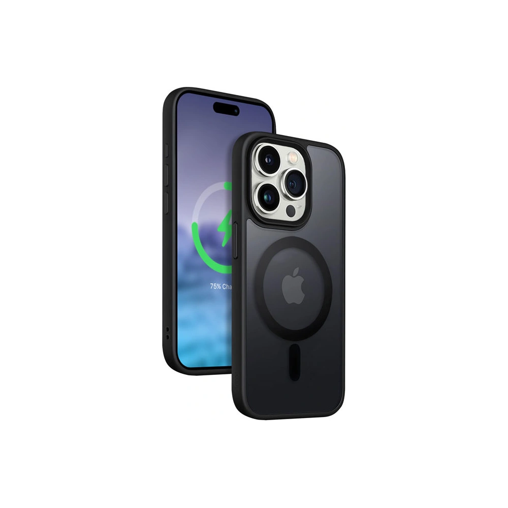 Etui Crong Hybrid Frost MAG Cover Apple iPhone 15 Pro MagSafe (czarny)