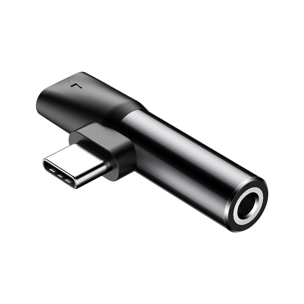 Adapter Audio Baseus USB-C do Mini Jack 3.5mm + USB-C (czarny)