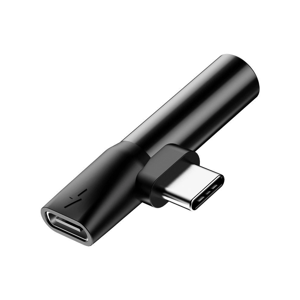 Adapter Audio Baseus USB-C do Mini Jack 3.5mm + USB-C (czarny)