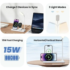 Ładowarka indukcyjna USAMS CD195WXC01 z lampą 4w1 15W biały/white