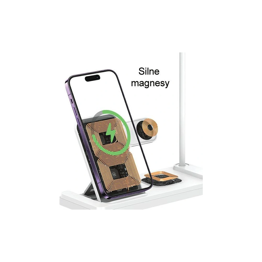 Ładowarka indukcyjna USAMS CD195WXC01 z lampą 4w1 15W biały/white