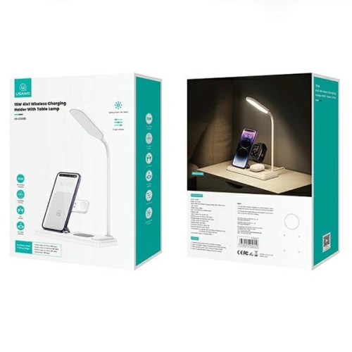Buy USAMS CD195WXC01 inductive charger with 4in1 lamp 15W white - USA989 - {ean13} - Home Screen Store Europe
