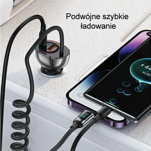 Kup Ładowarka samochodowa USAMS US-CC193 1xUSB-A 18W+1xUSB-C 30W + kabel Ligtning 30W PD+QC Fast Charge czarny/black - USA990 - {ean13} - Sklep Home Screen