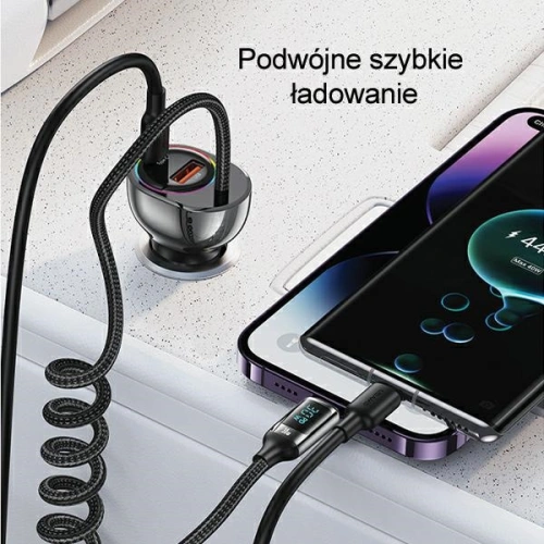 Kup Ładowarka samochodowa USAMS US-CC193 1xUSB-A 18W+1xUSB-C 30W + kabel Ligtning 30W PD+QC Fast Charge czarny/black - USA990 - {ean13} - Sklep Home Screen