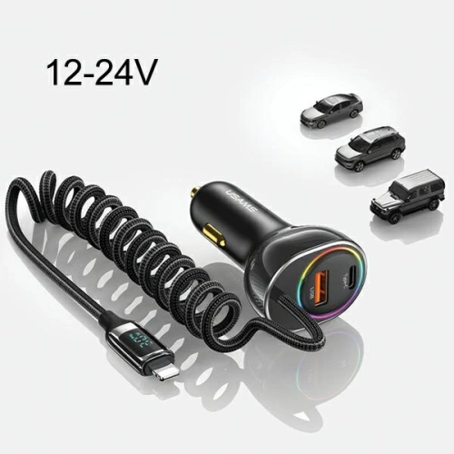 Kup Ładowarka samochodowa USAMS US-CC193 1xUSB-A 18W+1xUSB-C 30W + kabel Ligtning 30W PD+QC Fast Charge czarny/black - USA990 - {ean13} - Sklep Home Screen