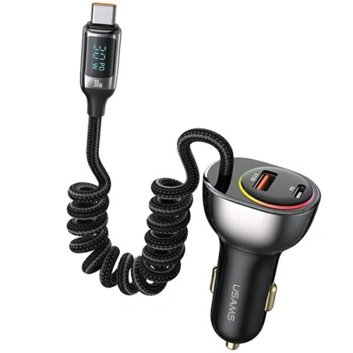 Kup USAMS US-CC192 încărcător auto 1xUSB-A 18W+1xUSB-C 30W + USB-C 30W PD+QC Fast Charge cablu negru / negru - USA991 - {ean13} - Sklep Home Screen