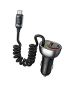 Ładowarka samochodowa USAMS US-CC192 1xUSB-A 18W+1xUSB-C 30W + kabel USB-C 30W PD+QC Fast Charge czarny/black