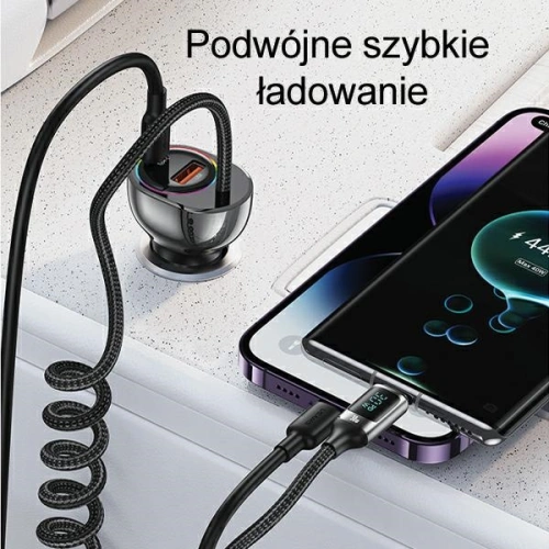 Kup USAMS US-CC192 încărcător auto 1xUSB-A 18W+1xUSB-C 30W + USB-C 30W PD+QC Fast Charge cablu negru / negru - USA991 - {ean13} - Sklep Home Screen