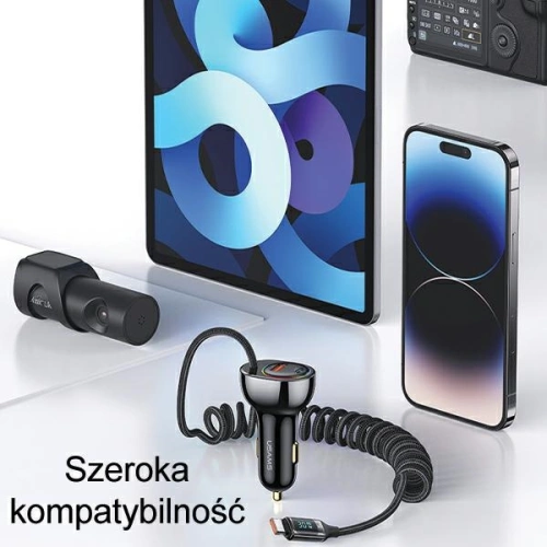 Kup USAMS US-CC192 încărcător auto 1xUSB-A 18W+1xUSB-C 30W + USB-C 30W PD+QC Fast Charge cablu negru / negru - USA991 - {ean13} - Sklep Home Screen