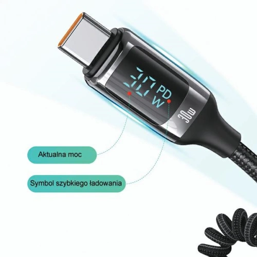 Kup USAMS US-CC192 Auto-Ladegerät 1xUSB-A 18W + 1xUSB-C 30W + USB-C Kabel 30W PD + QC Schnellladung schwarz/black - USA991 - {ean13} - Sklep Home Screen