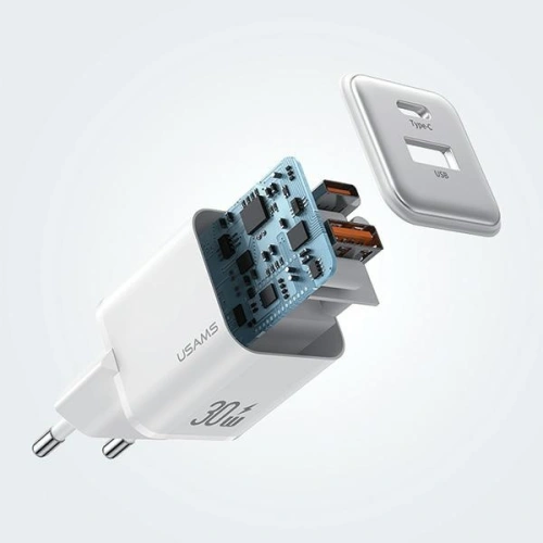 Kup USAMS US-CC189 Netzladegerät 1xUSB-A 18W + 1xUSB-C 30W PD Schnellladung X-ron Serie schwarz - USA993 - {ean13} - Sklep Home Screen