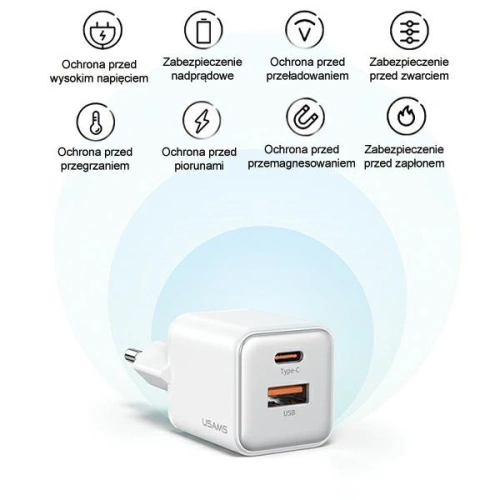 Kup USAMS US-CC189 Netzladegerät 1xUSB-A 18W + 1xUSB-C 30W PD Schnellladung X-ron Serie schwarz - USA993 - {ean13} - Sklep Home Screen