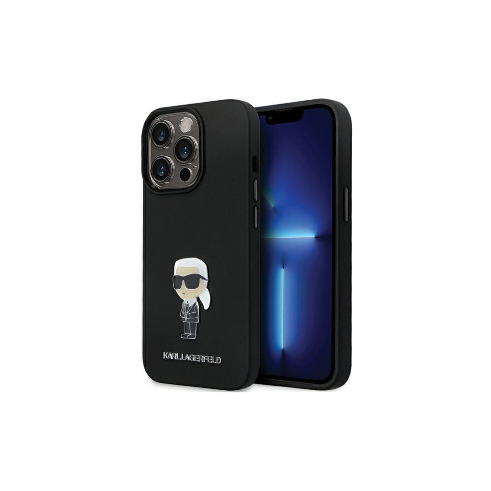 Etui Karl Lagerfeld KLHCP14LSMHKNPK iPhone 14 Pro Silicone Ikonik Metal Pin czarny/black