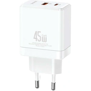 Kup USAMS CC178TC02 1xUSB-C+1xUSB-A 45W GaN PD+QC Încărcare rapidă alb/alb - USA1001 - {ean13} - Sklep Home Screen