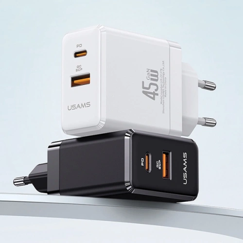 Kup USAMS CC178TC02 1xUSB-C+1xUSB-A 45W GaN PD+QC Încărcare rapidă alb/alb - USA1001 - {ean13} - Sklep Home Screen