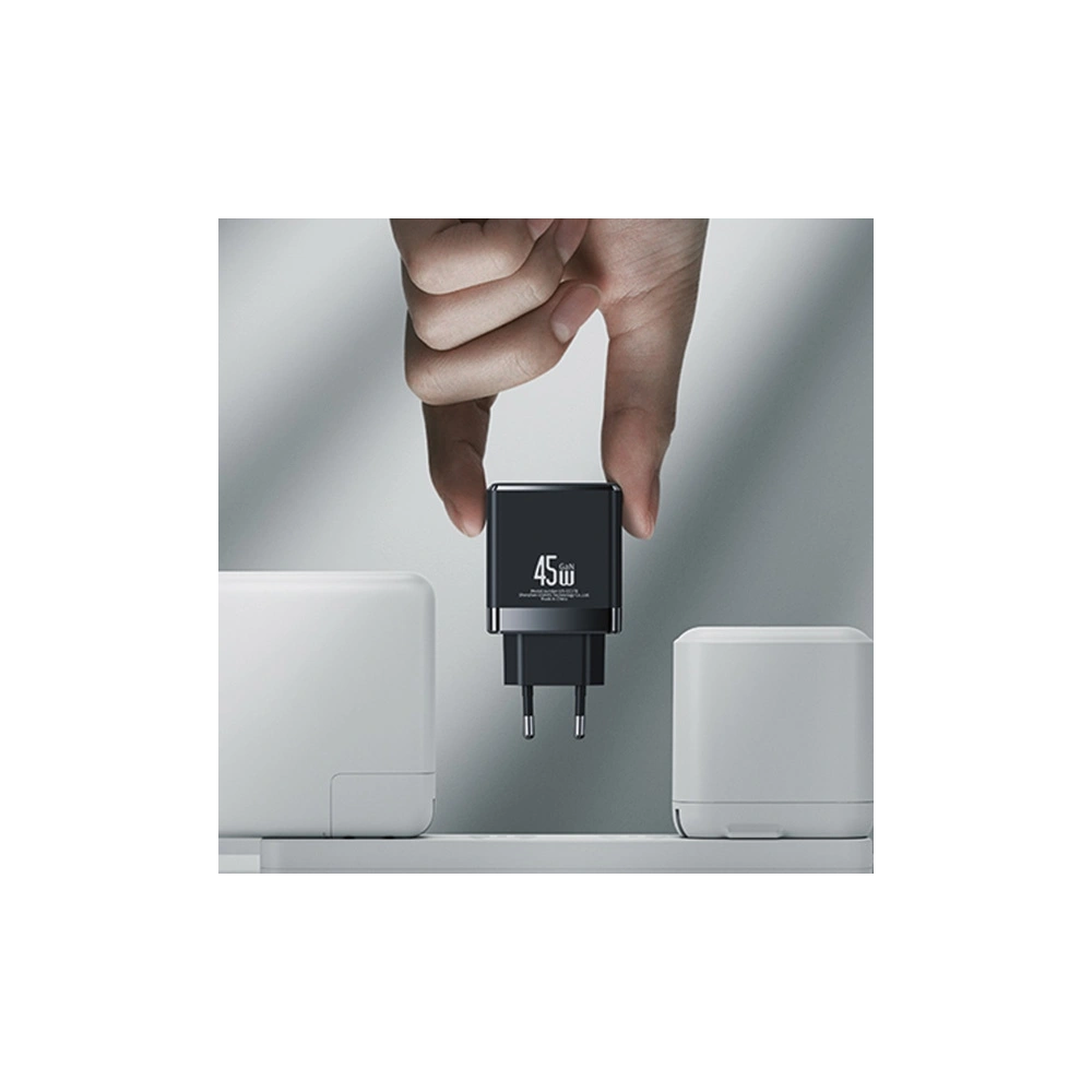 Ładowarka sieciowa USAMS CC178TC02 1xUSB-C+1xUSB-A 45W GaN PD+QC Fast Charging biały/white