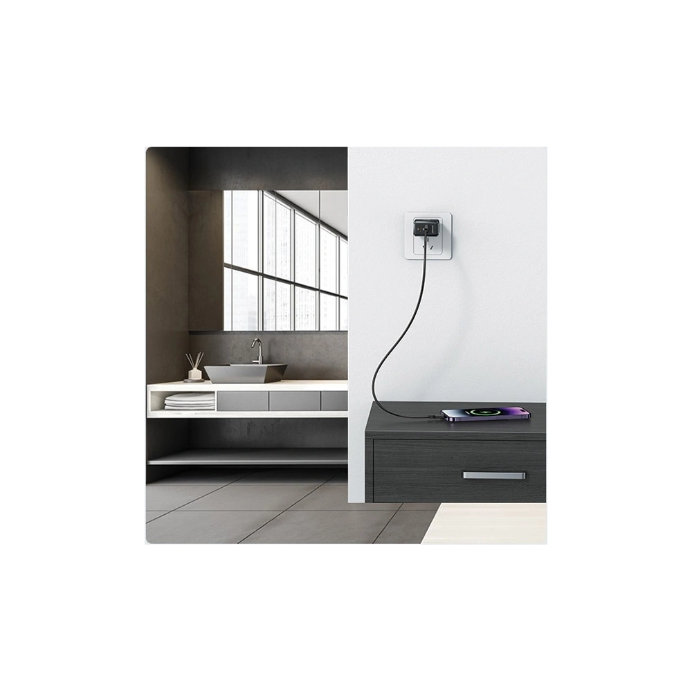 Ładowarka sieciowa USAMS CC178TC01 1xUSB-C+1xUSB-A 45W GaN PD+QC Fast Charging czarny/black