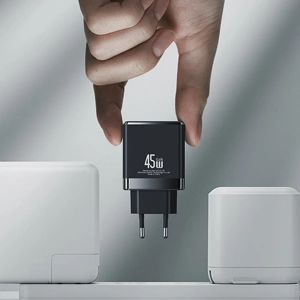 Ładowarka sieciowa USAMS CC178TC01 1xUSB-C+1xUSB-A 45W GaN PD+QC Fast Charging czarny/black