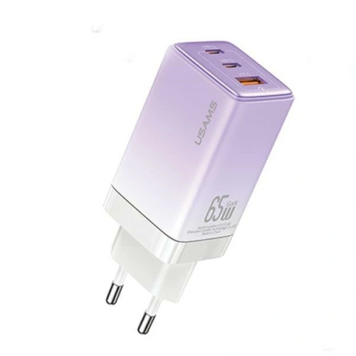 Kup USAMS încărcător de rețea CC180TC03 2xUSB-C+1xUSB-A 65W GaN PD+QC încărcare rapidă violet/gradient violet Sandru Series - USA1004 - {ean13} - Sklep Home Screen