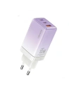 USAMS încărcător de rețea CC180TC03 2xUSB-C+1xUSB-A 65W GaN PD+QC încărcare rapidă violet/gradient violet Sandru Series
