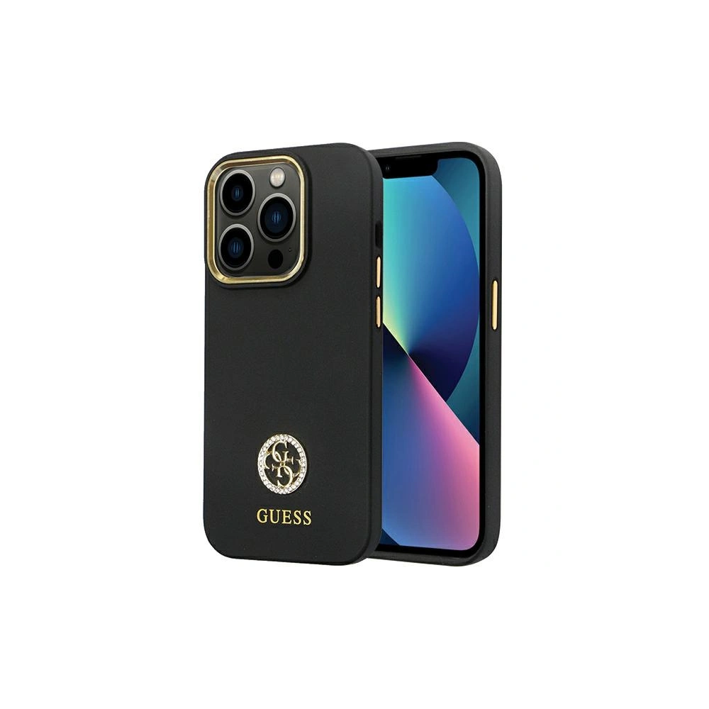 Etui Guess GUHCP14LM4DGPK Apple iPhone 14 Pro hardcase Silicone Logo Strass 4G czarny/black