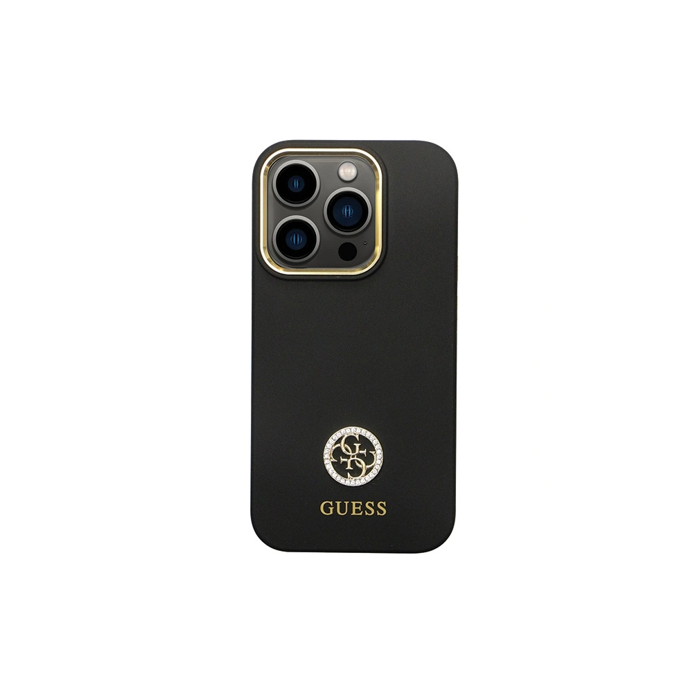 Etui Guess GUHCP14LM4DGPK Apple iPhone 14 Pro hardcase Silicone Logo Strass 4G czarny/black