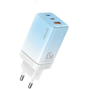 Kup USAMS CC180TC04 Netzteil 2xUSB-C+1xUSB-A 65W GaN PD+QC Schnellladung Sandru Serie (US-CC180) blau/gradient blau - USA1005 - {ean13} - Sklep Home Screen