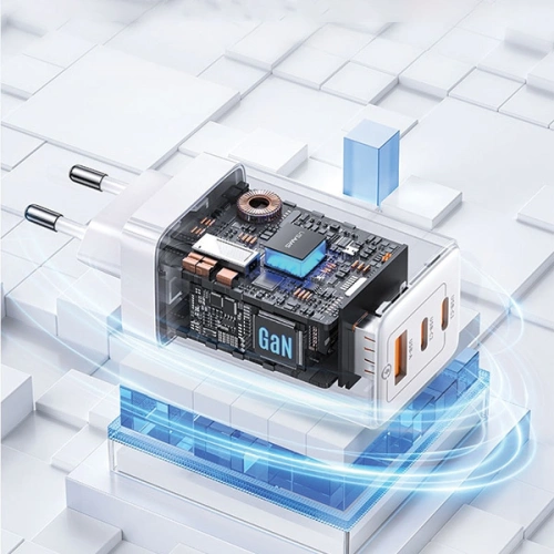 Kup Ładowarka sieciowa USAMS CC180TC04 2xUSB-C+1xUSB-A 65W GaN PD+QC Fast Charging Sandru Series (US-CC180) niebieski/gradient blue - USA1005 - {ean13} - Sklep Home Screen