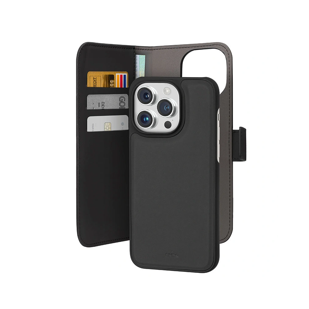 Etui PURO Wallet Detachable 2w1 Apple iPhone 15 Pro (czarny)