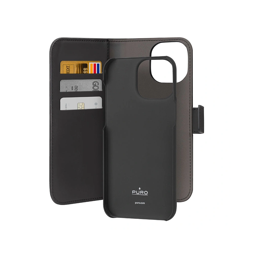 Etui PURO Wallet Detachable 2w1 Apple iPhone 15 Pro (czarny)
