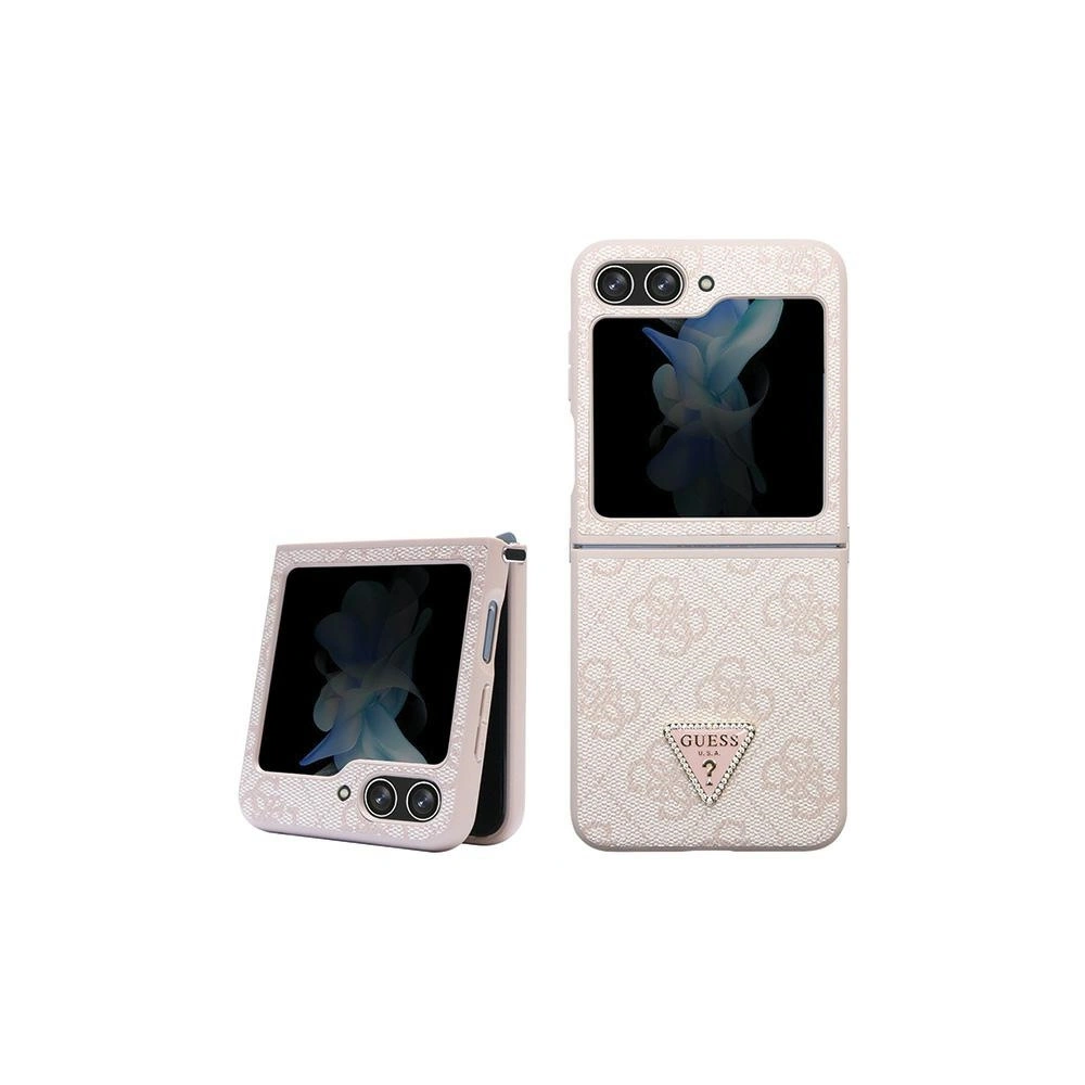 Etui Guess GUHCZF5P4TDPP Samsung Galaxy Z Flip 5 hardcase Leather 4G Triangle Strass różowy/pink