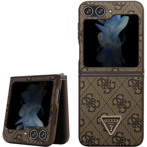 Kup Etui Guess GUHCZF5P4TDPW Samsung Galaxy Z Flip 5 hardcase Leather 4G Triangle Strass brązowy/brown - GUE2790 - {ean13} - Sklep Home Screen