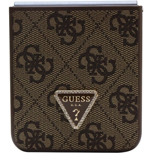 Buy Guess GUHCZF5P4TDPW Samsung Galaxy Z Flip 5 hardcase Leather 4G Triangle Strass brown - GUE2790 - {ean13} - Home Screen Store Europe