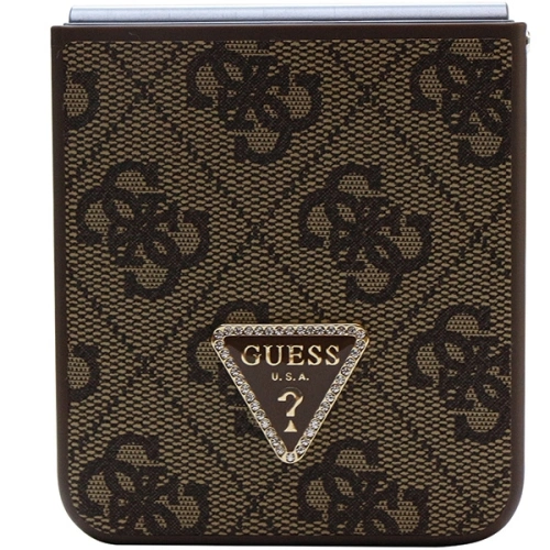 Kup Etui Guess GUHCZF5P4TDPW Samsung Galaxy Z Flip 5 hardcase Leather 4G Triangle Strass brązowy/brown - GUE2790 - {ean13} - Sklep Home Screen