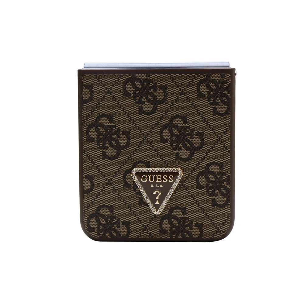 Etui Guess GUHCZF5P4TDPW Samsung Galaxy Z Flip 5 hardcase Leather 4G Triangle Strass brązowy/brown
