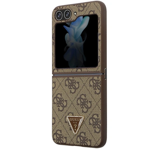 Kup Etui Guess GUHCZF5P4TDPW Samsung Galaxy Z Flip 5 hardcase Leather 4G Triangle Strass brązowy/brown - GUE2790 - {ean13} - Sklep Home Screen