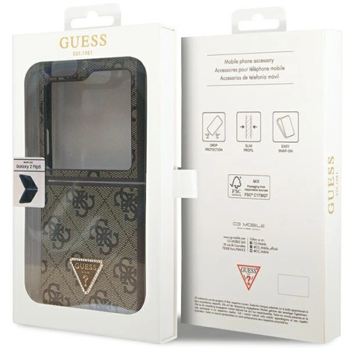 Kup Etui Guess GUHCZF5P4TDPW Samsung Galaxy Z Flip 5 hardcase Leather 4G Triangle Strass brązowy/brown - GUE2790 - {ean13} - Sklep Home Screen