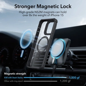 Kup Case ESR Armor Tough Kickstand Halolock Magsafe Apple iPhone 15 Pro Max klar/schwarz - ESR673 - {ean13} - Sklep Home Screen