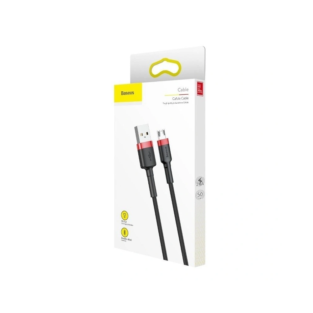 Kabel Micro USB Baseus Cafule 2.4A 0.5m (czerwono-czarny)