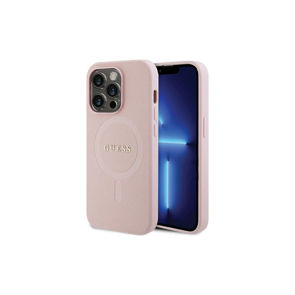 Etui Guess GUHMP14XPSAHMCP Apple iPhone 14 Pro Max hardcase Saffiano MagSafe różowy/pink