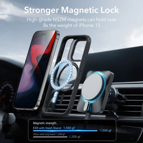 Kup ESR Apple Carcasă Classic Kickstand Halolock Magsafe iPhone 15 Pro transparent/negru - ESR683 - {ean13} - Sklep Home Screen