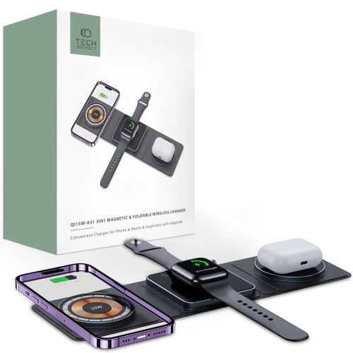 Kup Indukční nabíječka Tech-Protect QI15W-A31 3w1 Magnetic MagSafe černá - THP2260 - {ean13} - Sklep Home Screen