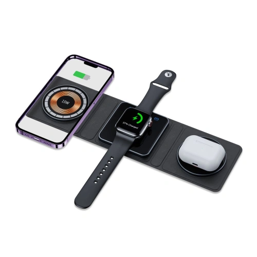 Kup Induktive Ladegerät Tech-Protect QI15W-A31 3w1 Magnetic MagSafe Schwarz - THP2260 - {ean13} - Sklep Home Screen