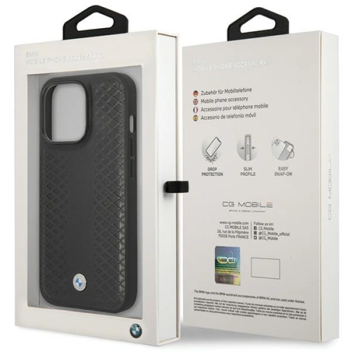 Buy BMW BMHCP14L22RFGK Apple iPhone 14 Pro Leather Diamond Pattern black - BMW497 - {ean13} - Home Screen Store Europe