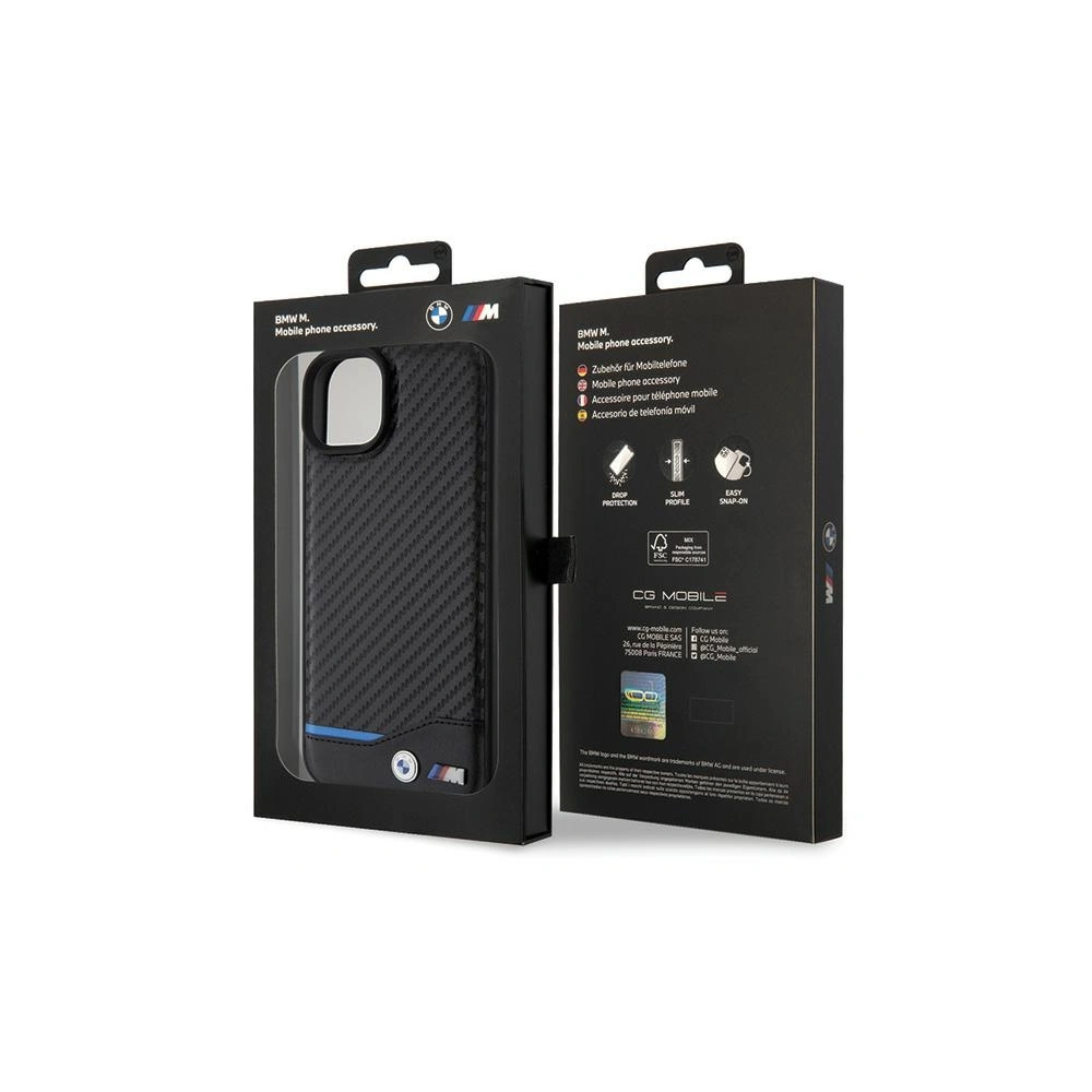 Etui BMW BMHCP15M22NBCK Apple iPhone 15 Plus / 14 Plus Leather Carbon czarny/black