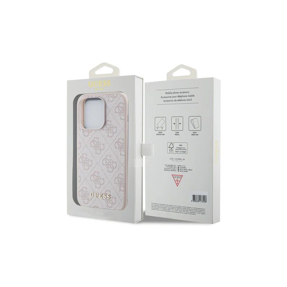 Etui Guess GUHCP15LG4GFPI Apple iPhone 15 Pro hard case 4G Metal Gold Logo różowy/pink