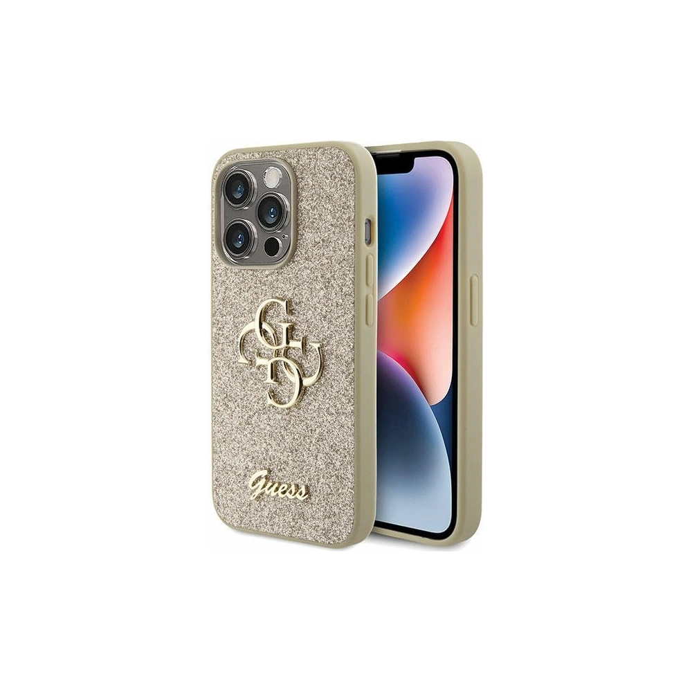 Etui Guess GUHCP15LHG4SGD Apple iPhone 15 Pro hardcase Glitter Script Big 4G złoty/gold