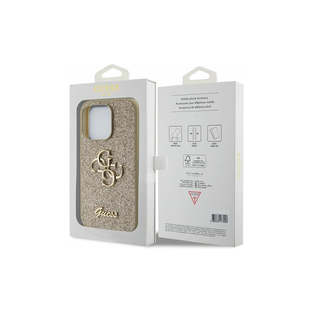 Etui Guess GUHCP15LHG4SGD Apple iPhone 15 Pro hardcase Glitter Script Big 4G złoty/gold
