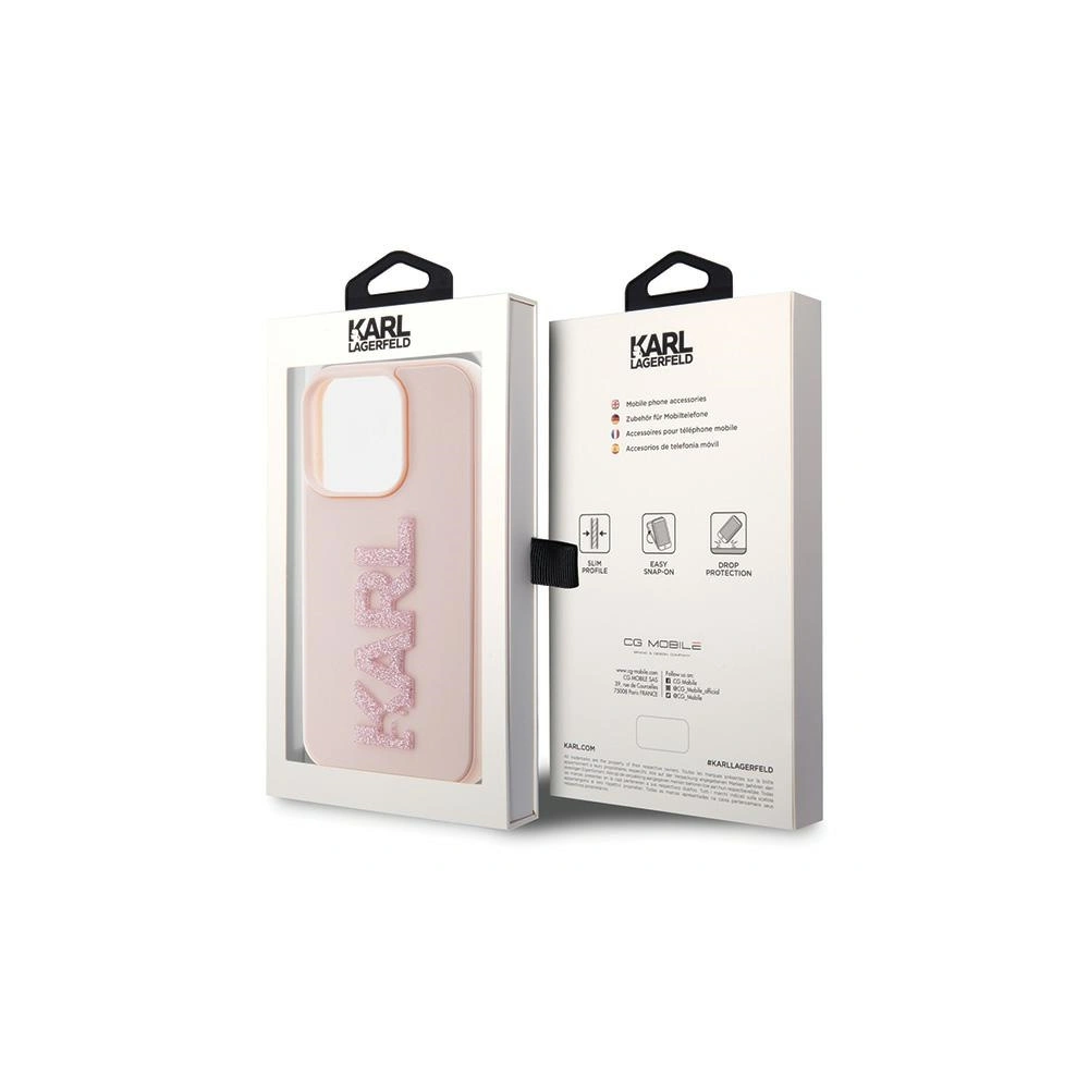 Etui Karl Lagerfeld KLHCP15L3DMBKCP Apple iPhone 15 Pro hardcase 3D Rubber Glitter Logo różowy/pink